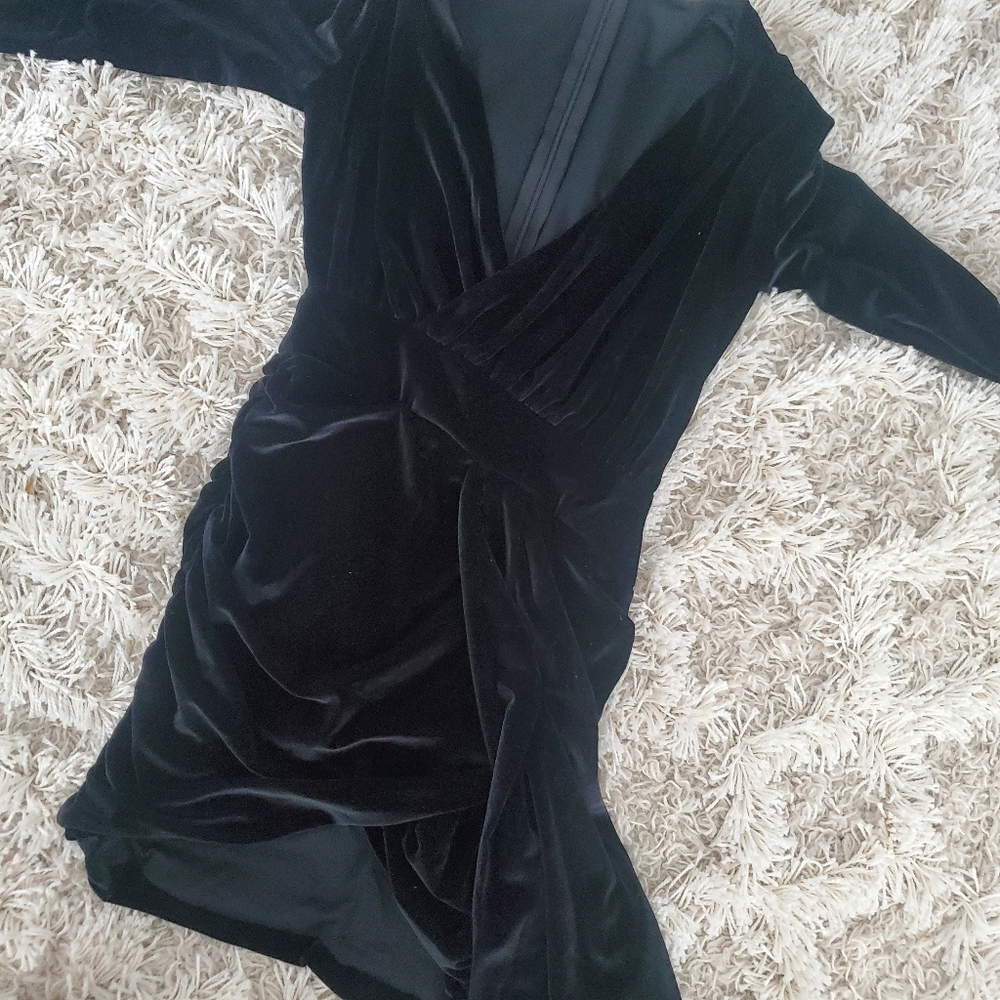 Black sexy velvet dress